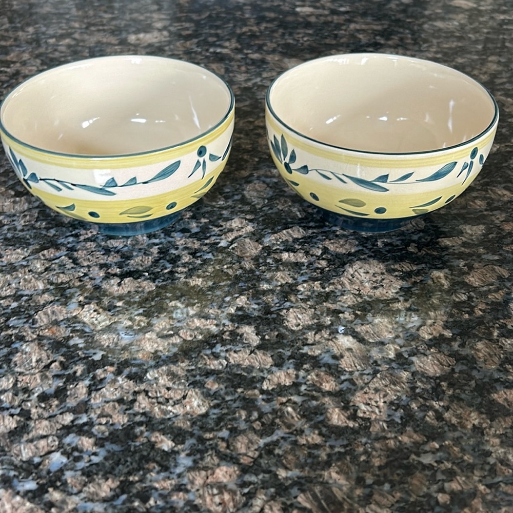 CLASSIC CERAMICS CALIFORNIA PANTRY 2008 HAND PAINTED CEREAL/SOUP BOWL SET OF 2